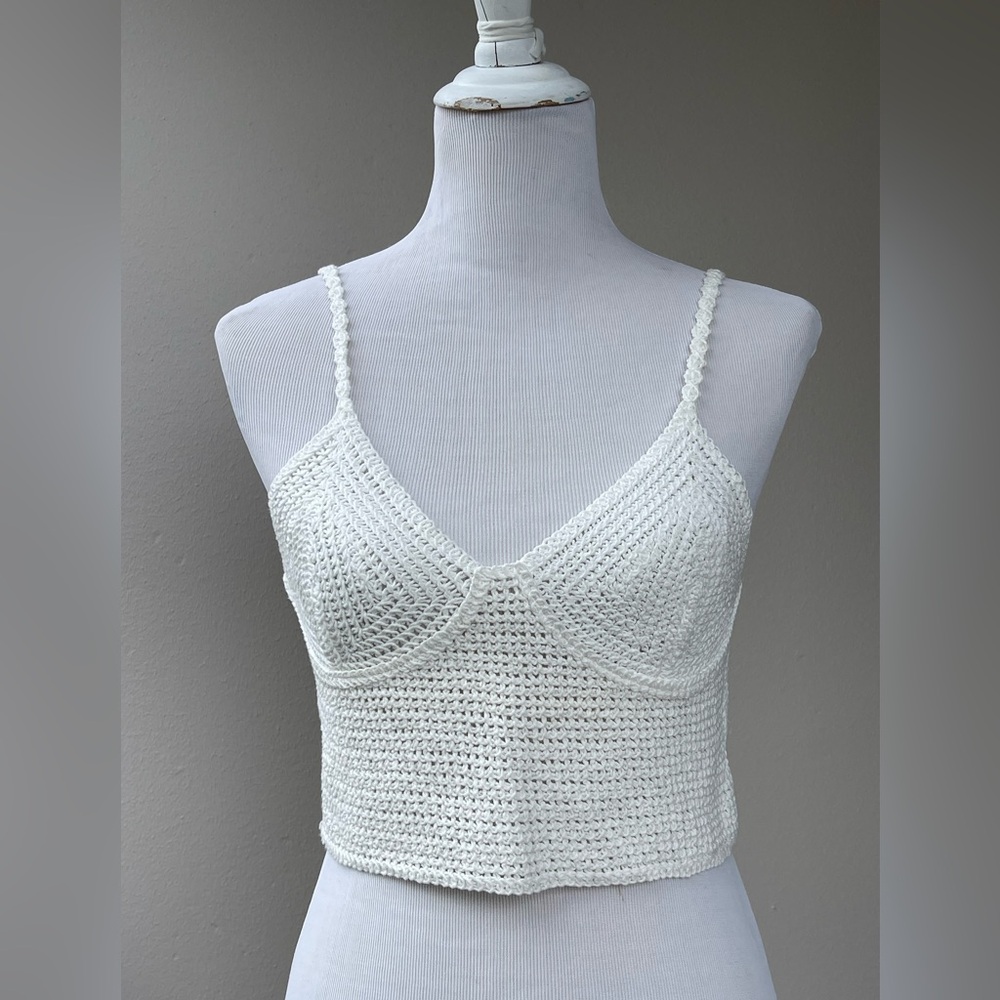 Zara White Crochet Crop Top, L